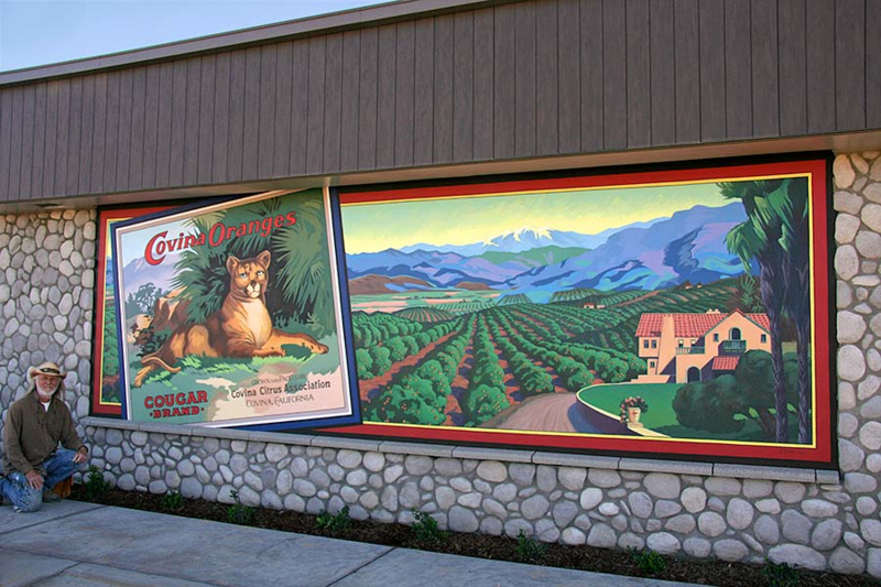 Wall mural featuring a cougar that reads Covina Cougars.