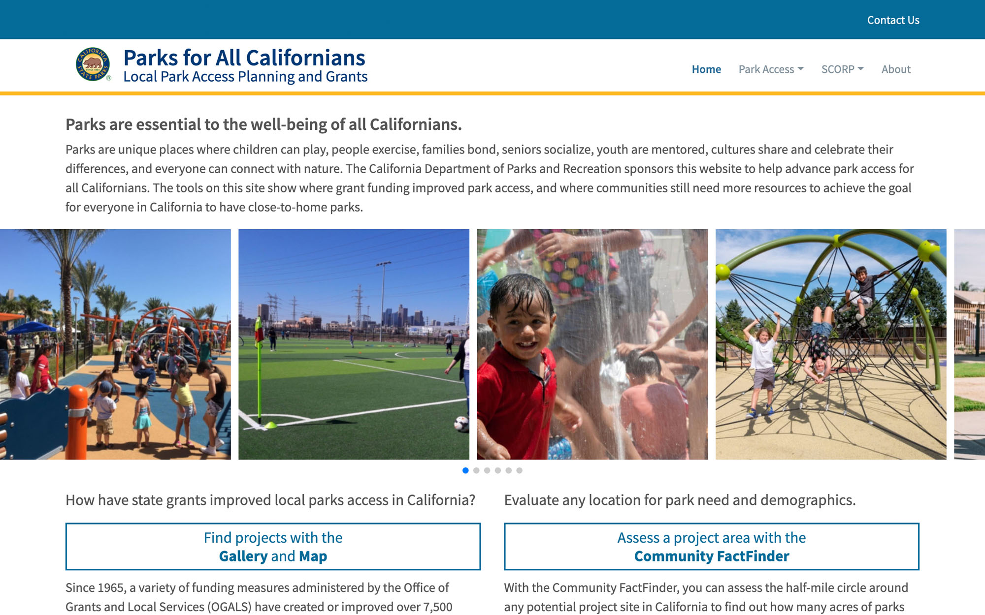 Parks for All Californians is a site to access all information about the SCORP